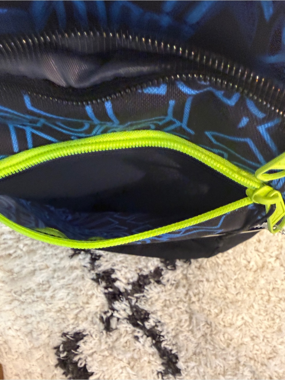 NWT adidas Backpack Blue Black All Over Logo Print Neon Green School Sports Bag - Picture 13 of 14